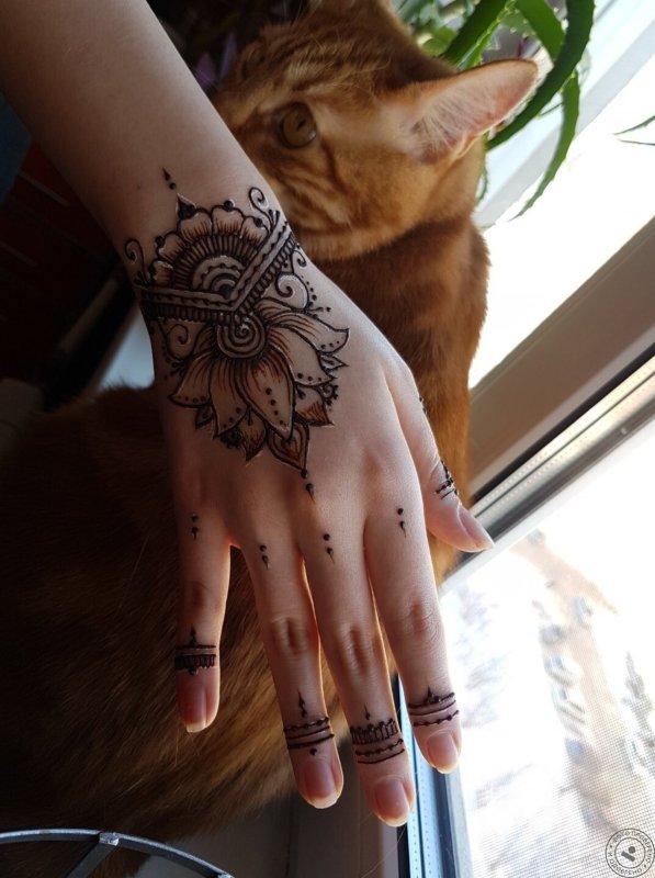 Мехенди кошка на запястье