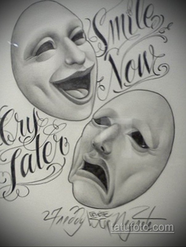 Тату надпись smile Now Cry later