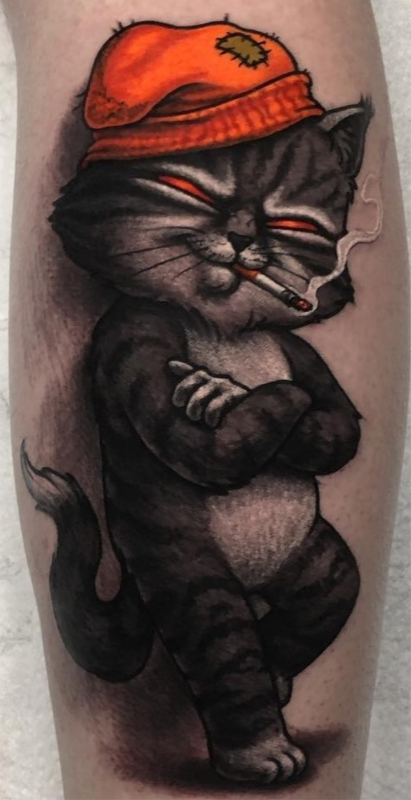 Тату черная кошка