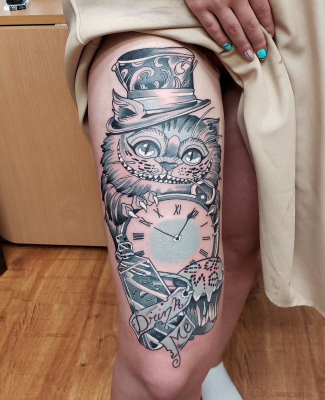 Чеширский кот тату мужское