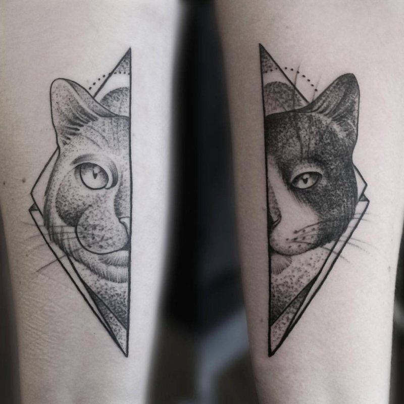Кошка кубизм тату