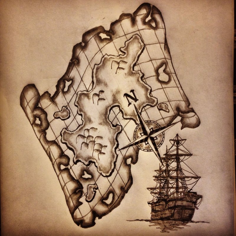 Татуировки морские карты