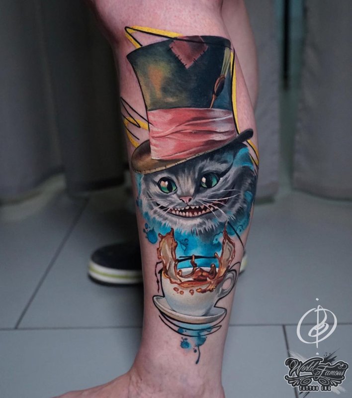 Тату рыжая кошка