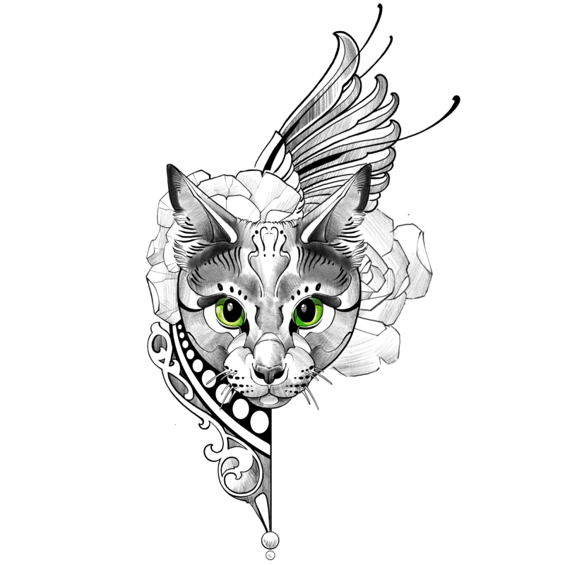 Кот тату эскиз