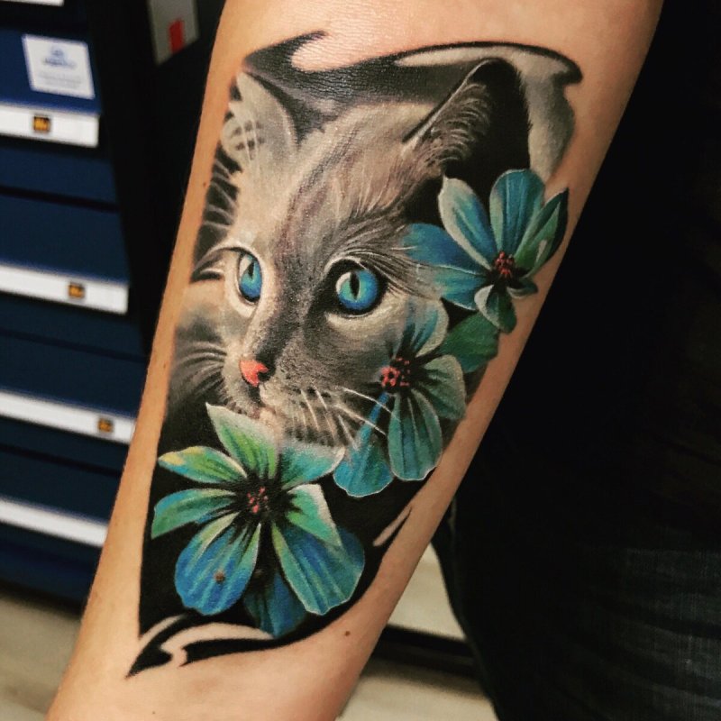 Котенок тату эскиз