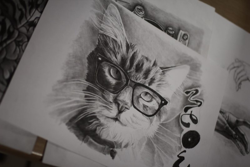 Тату черная кошка