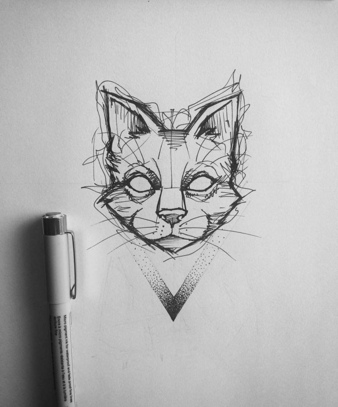 Кот в очках тату