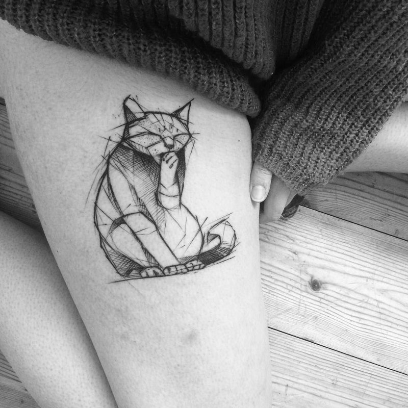 Наколка кот в шляпе