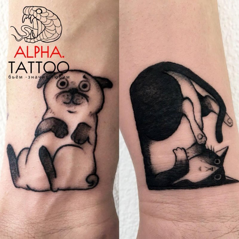 Прикольные тату для пар
