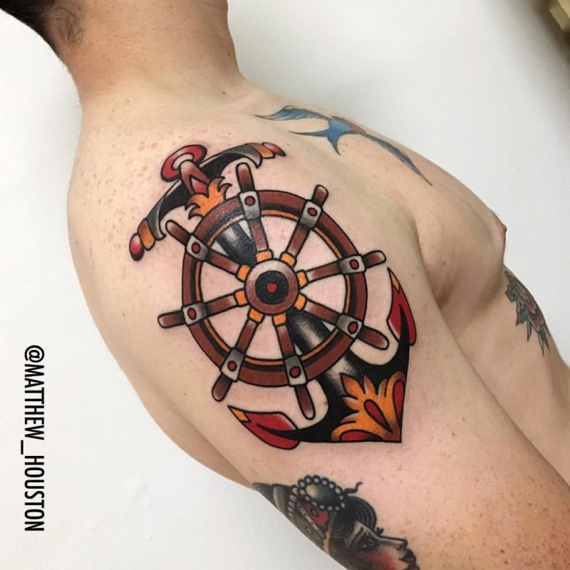 Old School Tattoo штурвал