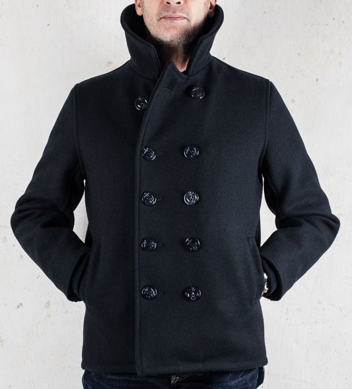 Бушлат шерсть Schott Classic Melton Wool Navy Pea Coat 740 Navy