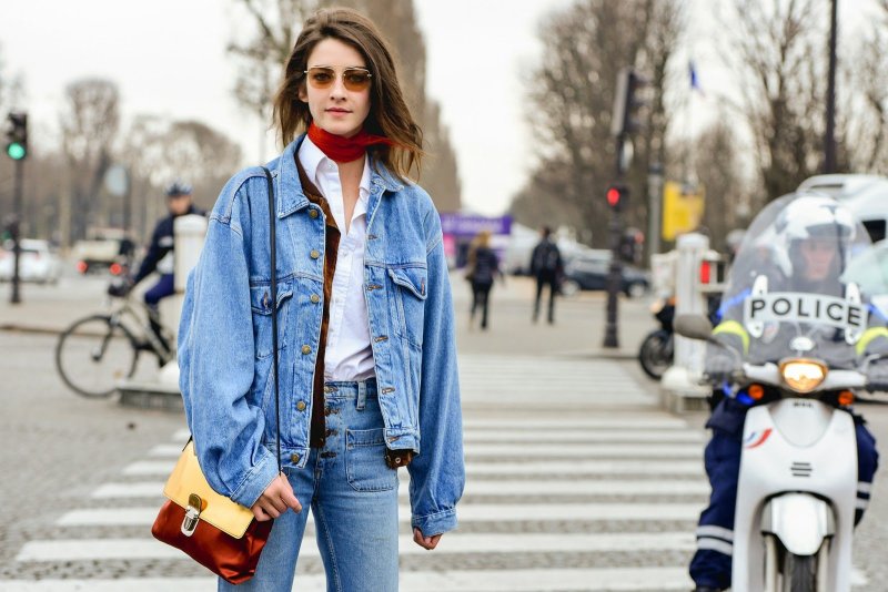 Denim Trench Coat стрит стайл