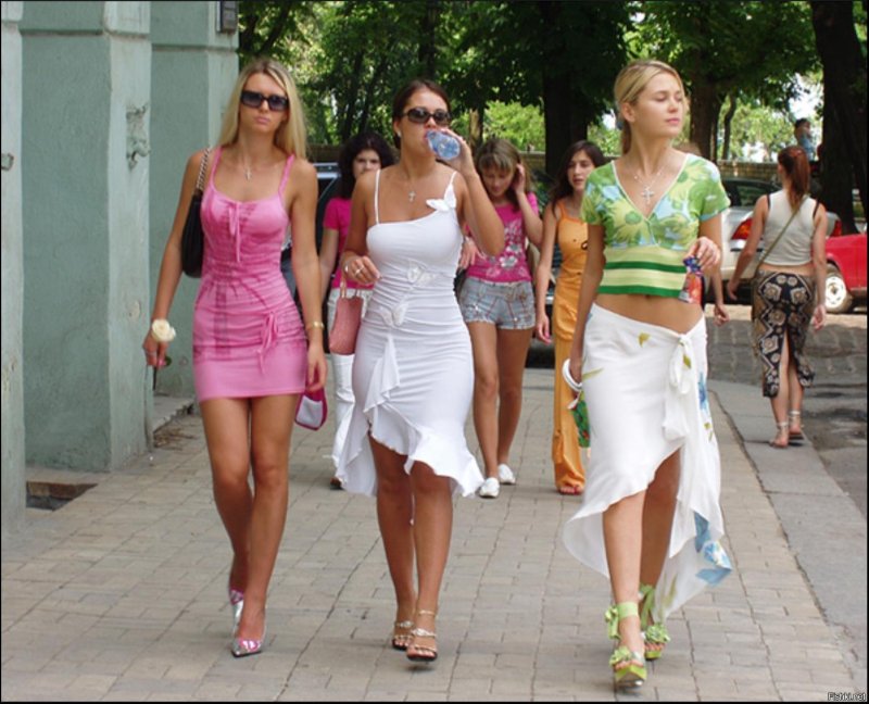 Летние девушки на улицах города