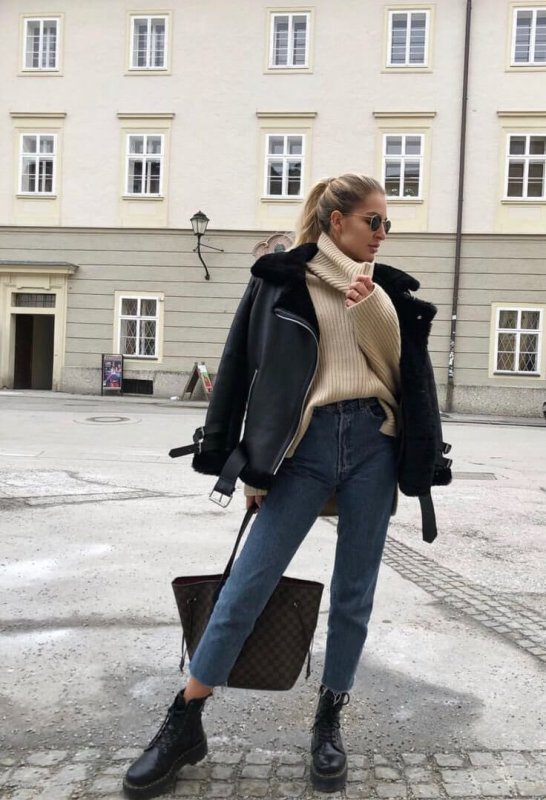Комбинезон и дубленка Fashion look