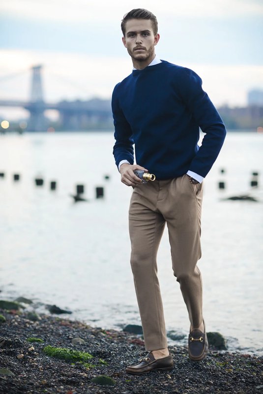 Brown Shawl Collar Cardigan men