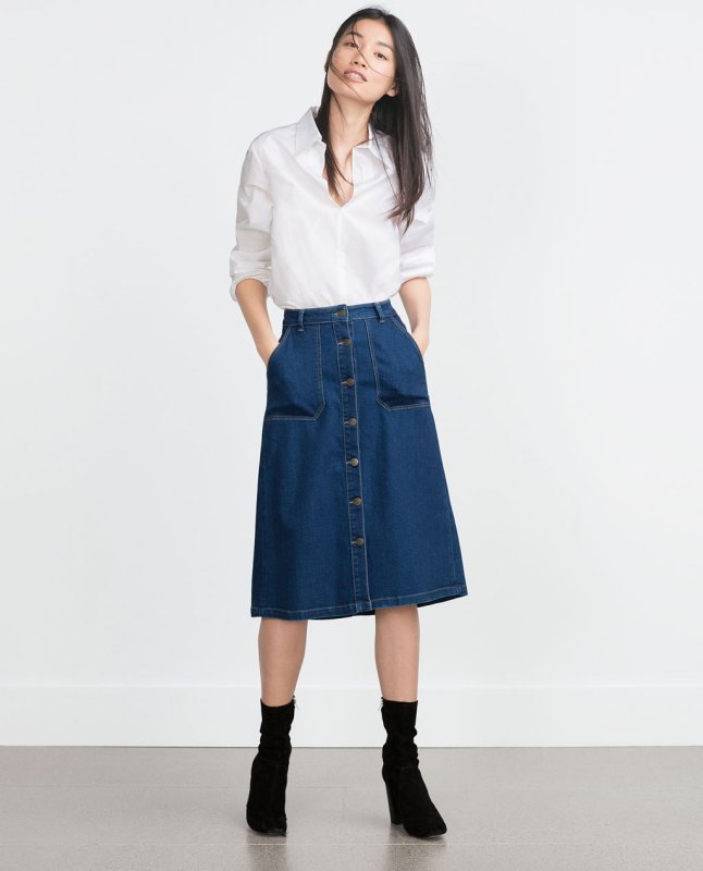 Джинсовая юбка Zara миди