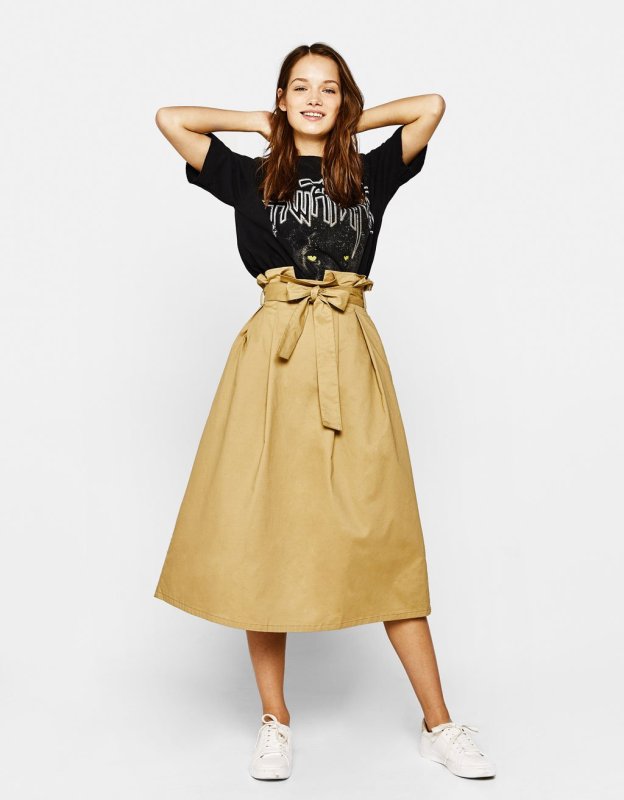 Кожаная юбка Zara миди