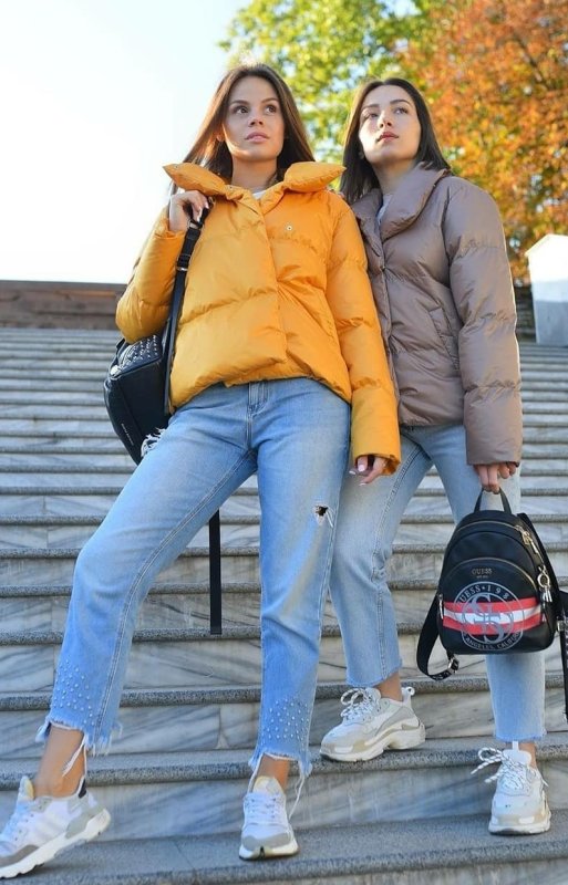 Woolrich длинный оранжевый пуховик