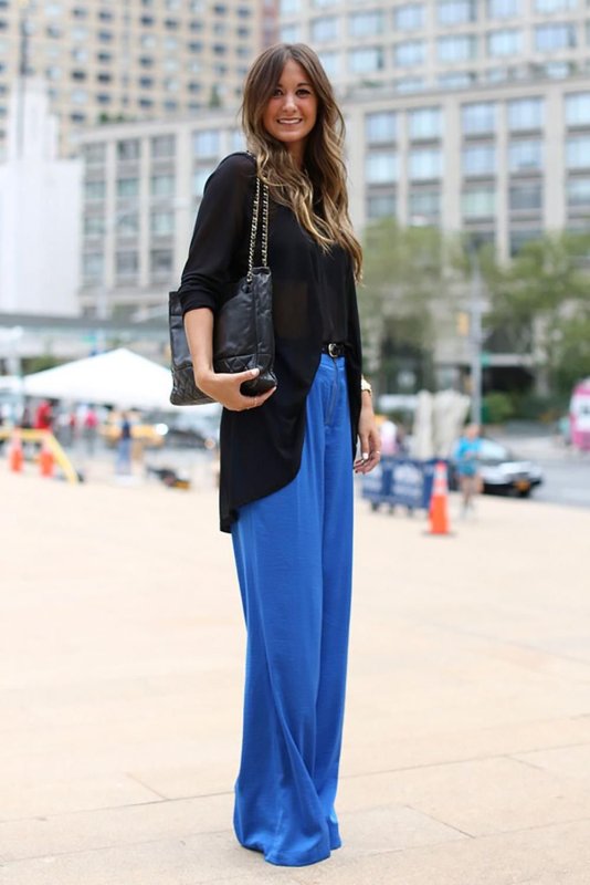 Брюки палаццо Street Style 2020 черные