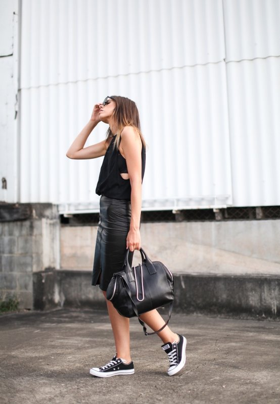 Конверсы высокие черные Street Style