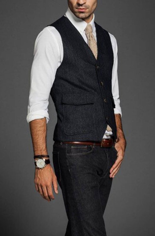 Твидовый мужской жилет massimo Dutti