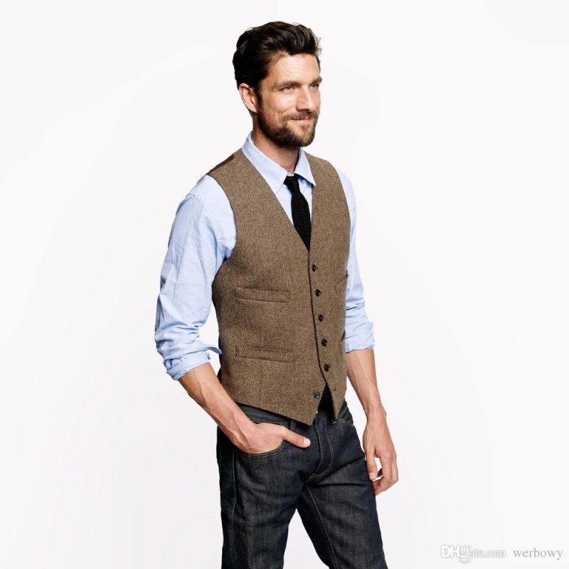 2022 New Brown Vest man Business work Gilet Wedding Groom Dress Vests Formal korean Slim Suit Vest men Waistcoat
