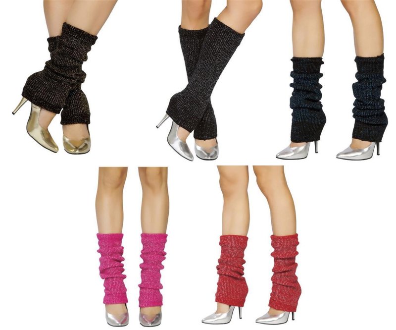 Sparkle Leg Warmers Metallic Knee High Knit Retro Dance 80s Costume lw102