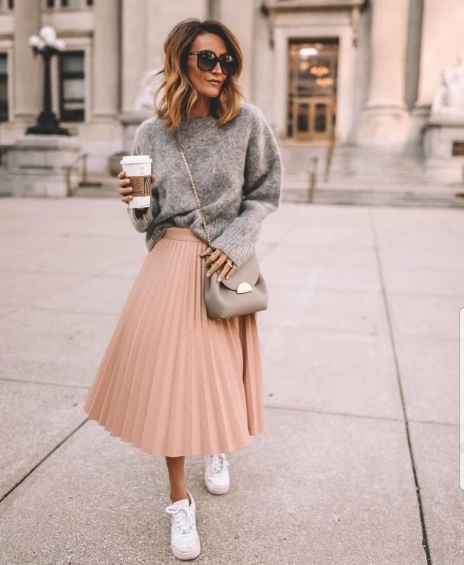 Юбка плиссе серая Street Style