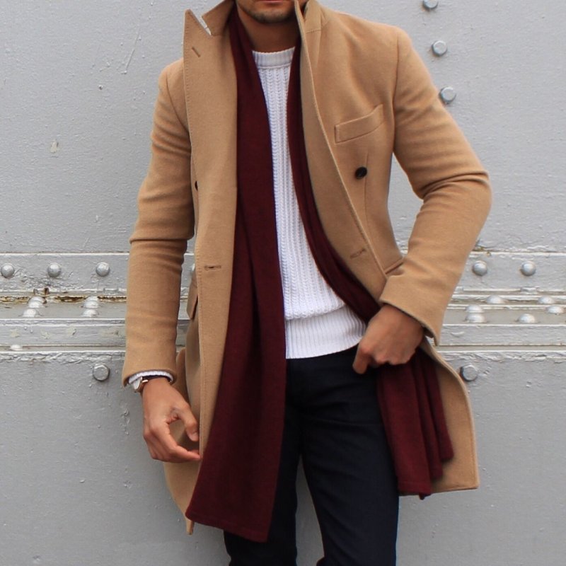 Мужской чёрный плащ Trench Coat