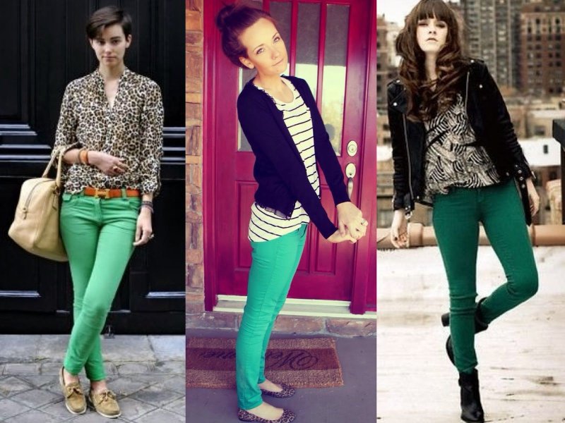 Зеленые брюки Street Style