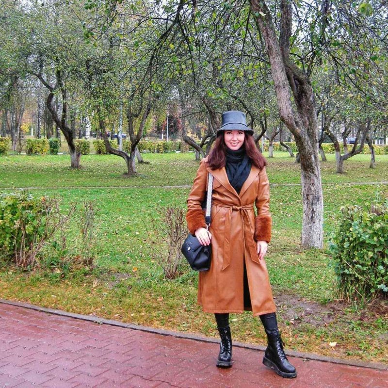 Кожаная Панама с пальто