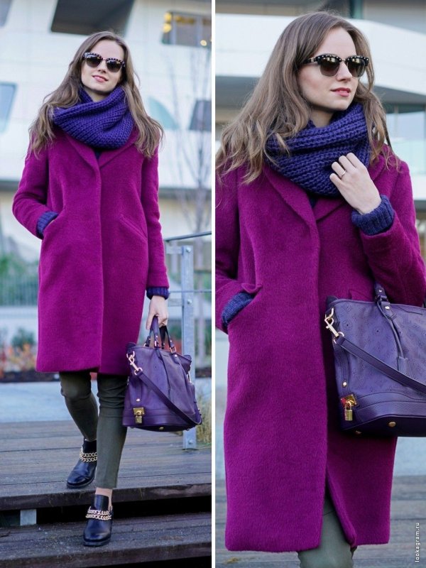Пальто сиреневое Street Style