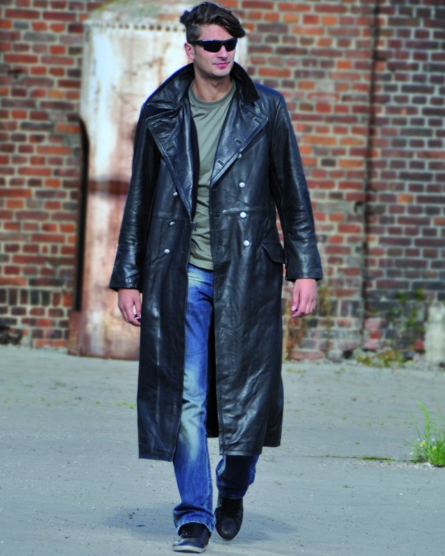 Trench Coat черный плащ кожаный