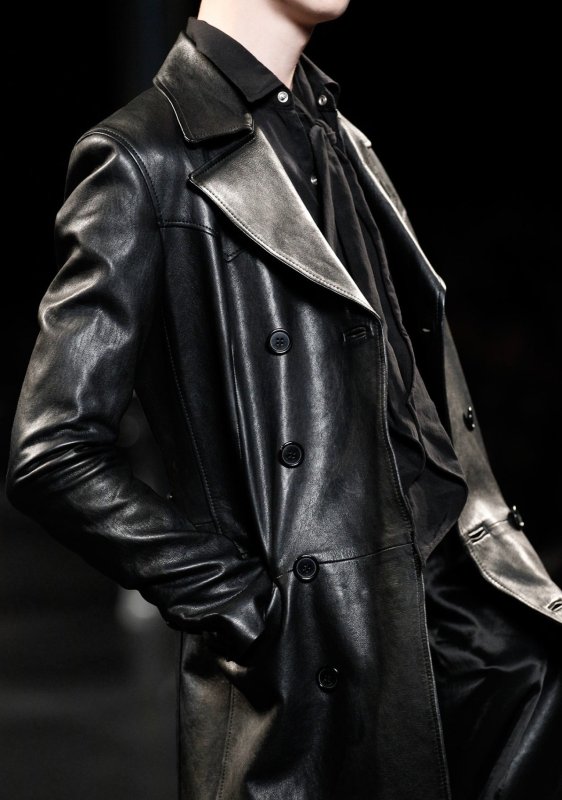 Trench Coat черный плащ кожаный