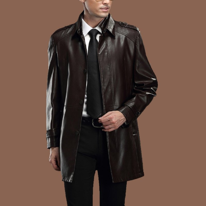Trench Coat черный плащ кожаный