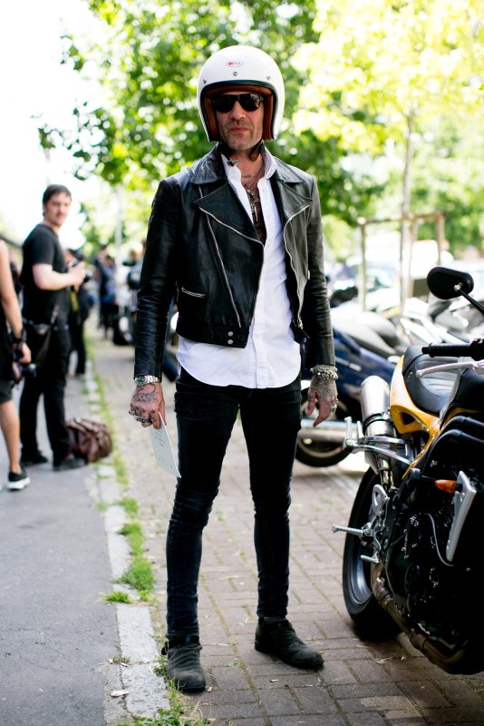 Leather Bomber Jacket Street Style men