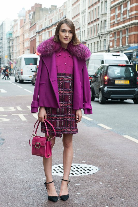 Фуксия пальто Street Style