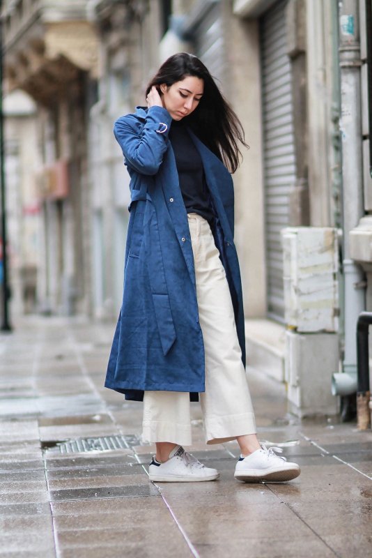 Тренч синий Street Style