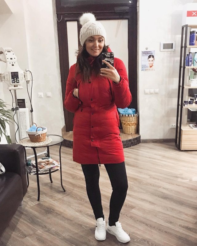 Пуховик бордовый женский удлиненный