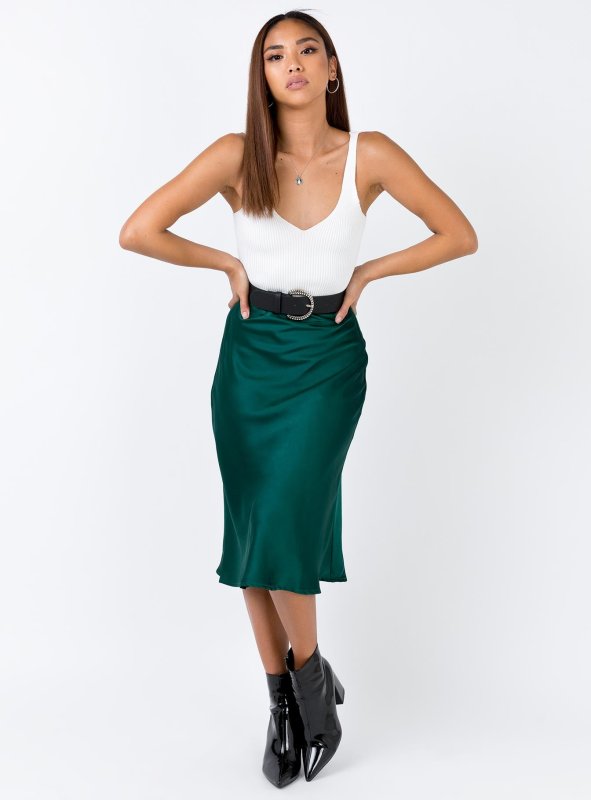 Зелёная плиссированная юбка миди Zara