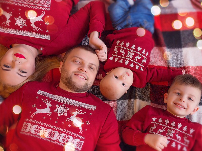 Новогодняя фотосессия в клетчатых рубашках