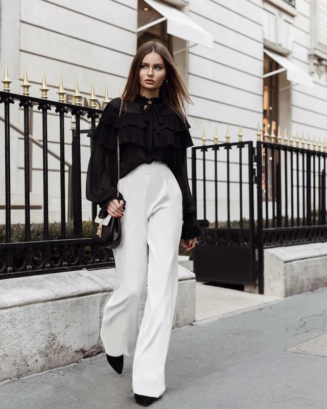 Брюки палаццо осень 2020 streetstyle