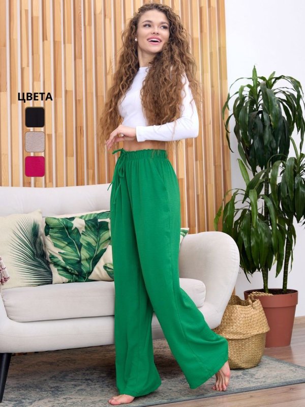 Зеленые брюки палаццо фирма Fashion