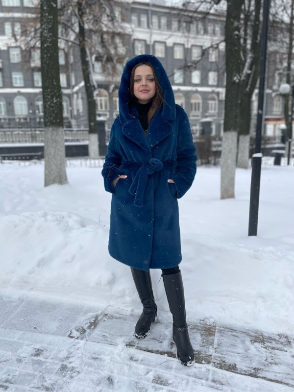Шуба Barbara Alvisi голубая