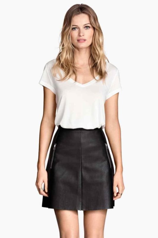 H&M юбка кожаная трапеция