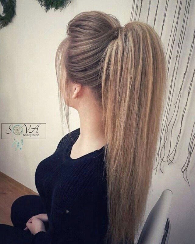 Объемный хвост на длинные волосы