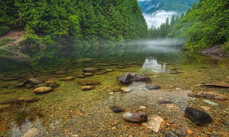 Река горы камни озеро горы